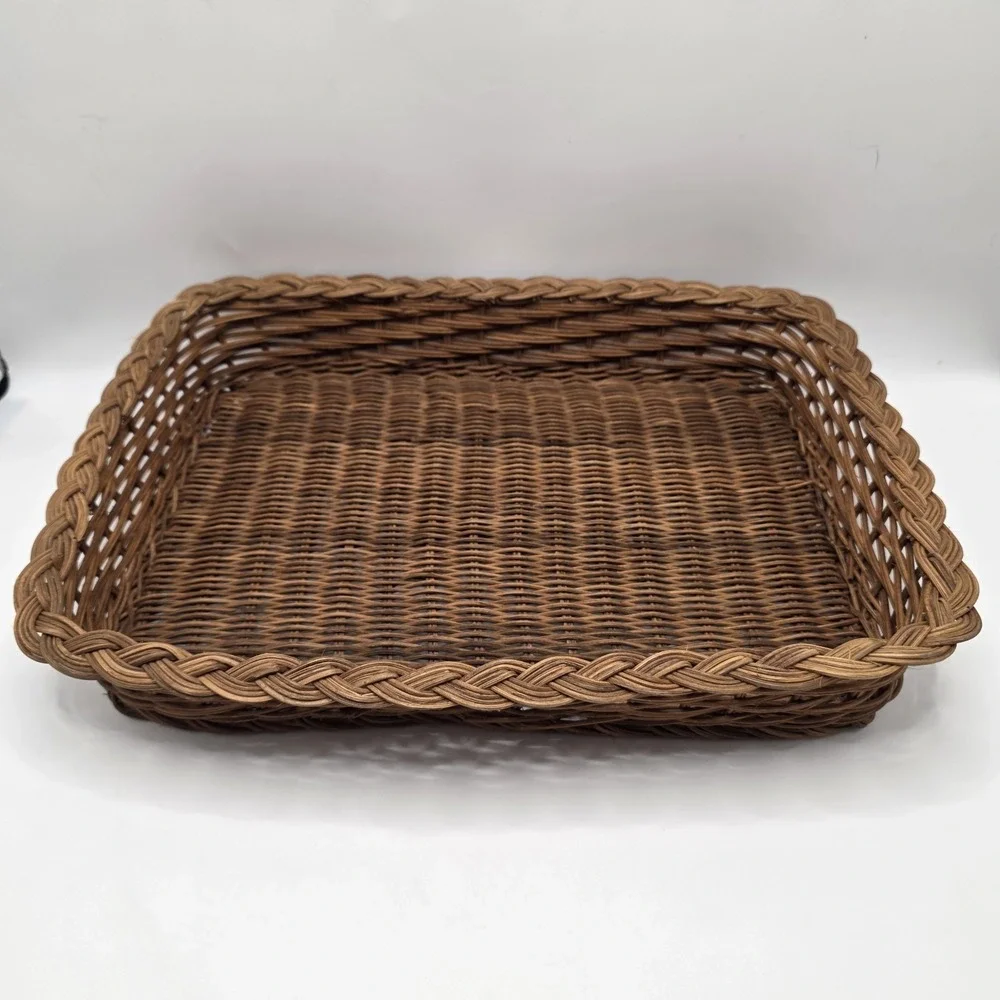Wicker Coffee Table Basket 15x11 Rectangular Woven Rattan Ottoman Basket Decor